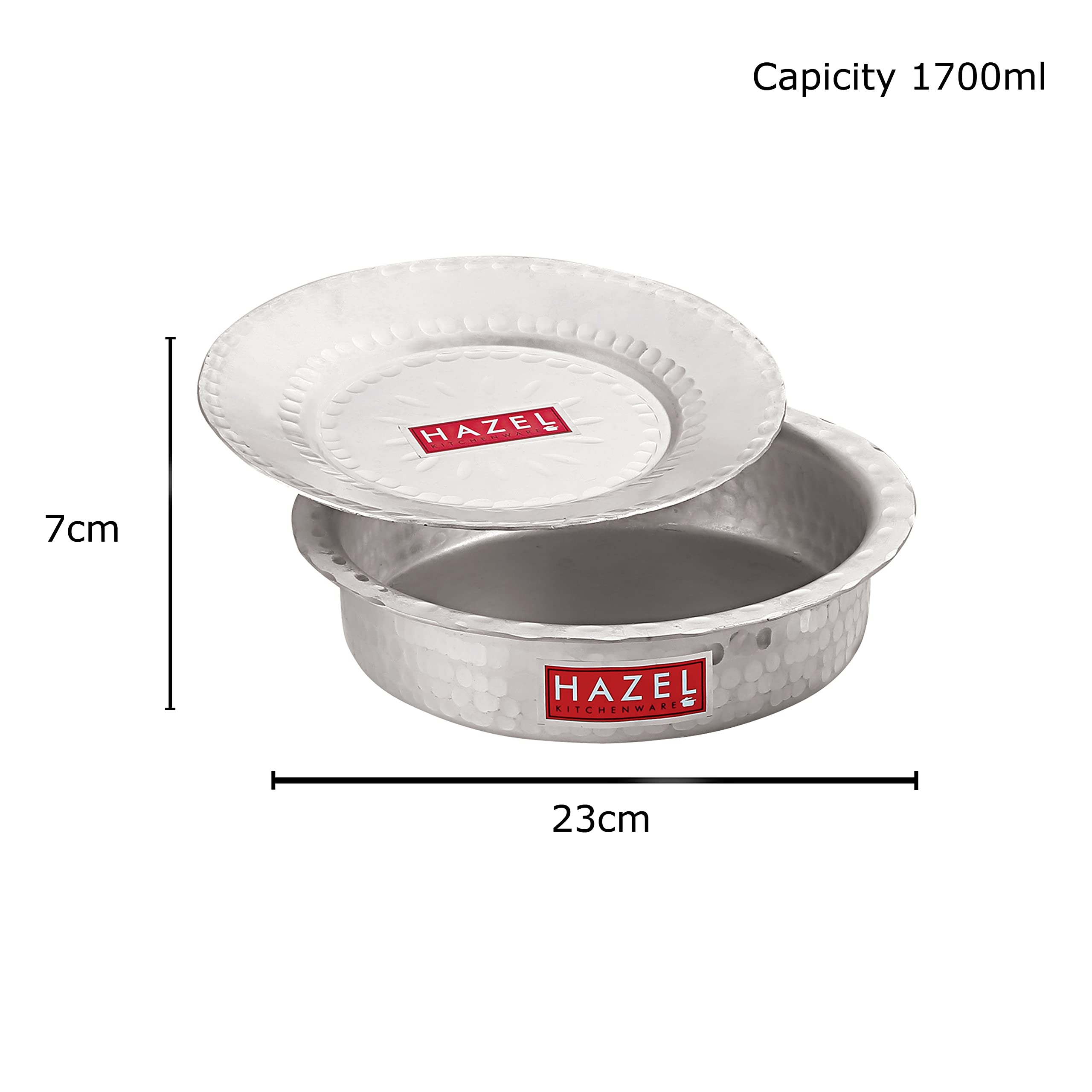 HAZEL Aluminium Langdi Patila Pot with Lid Hammered Finish Round Bottom Boiling Tope Vessels Bhagona Dekchi (1, 1700 ML) - Image 4 thumbnail