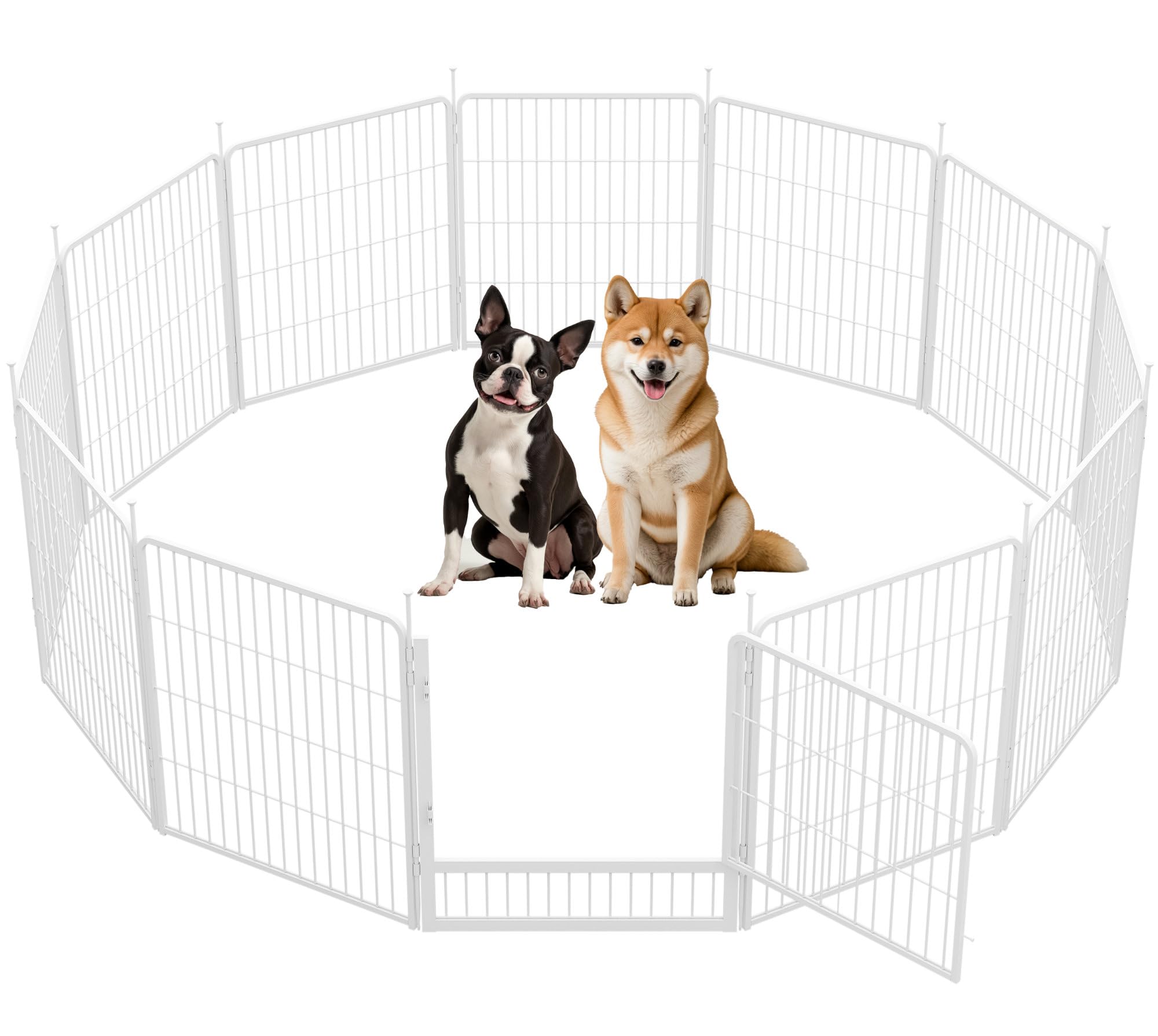 SunsGrove Indoor Dog Playpen with Wider Door, 80 cm 12 Panels Non Slip Dog Pen Indoor, Anti Rust Dogs Fence, Free and Safe Play, White