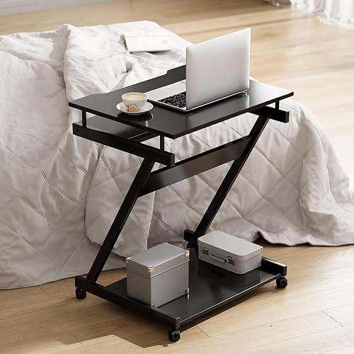 SogesGame Carrito de escritorio portátil compacto para computadora para espacios pequeños, estación de trabajo de trabajo, carrito de computadora