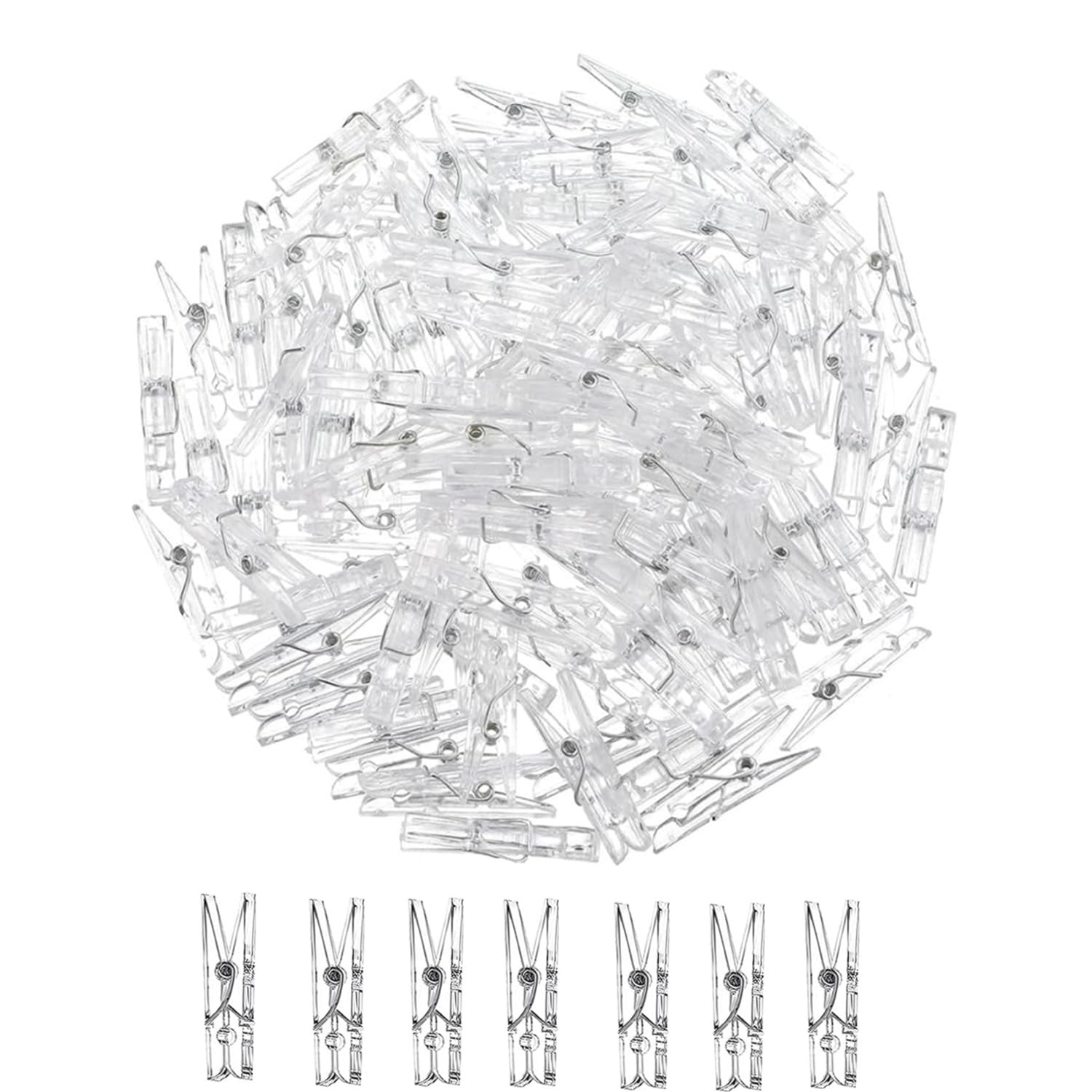 Jjiaolinin Transparent Mini Clear Pegs,100 Pcs Photo Clips Pegs Tiny Little Photo Clips For Hanging Photos Card Paper Arts Crafts Picture Scrapbooking Weddings Parties Decoration