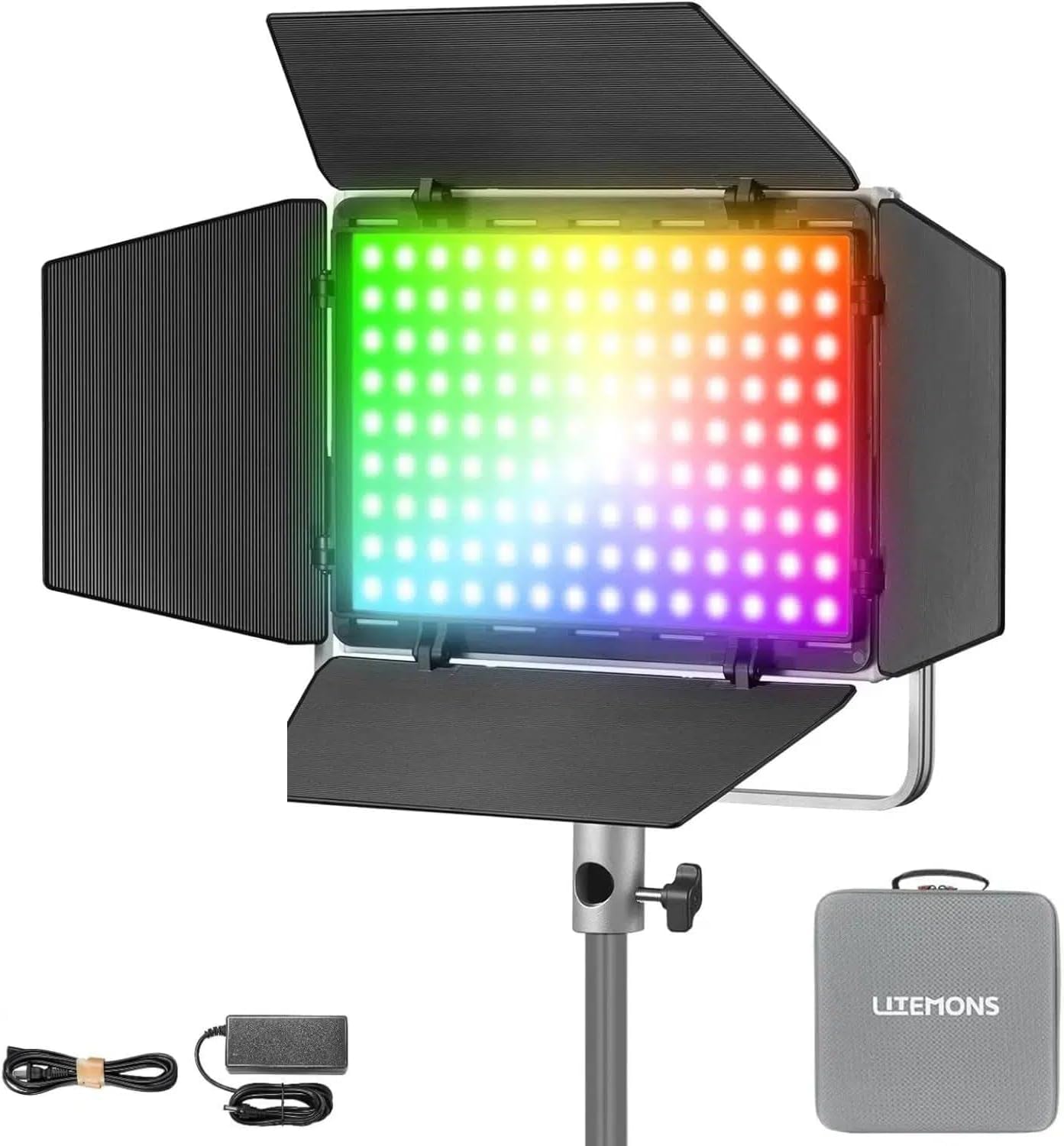 Godox LP600R RGB LED Lampe Vidéo avec Brandoor, 60W 1800K-10000K 9270Lux LED Panneau Lumiere avec 14FX Effets, APP Contrôle, CRI96+ Dimmable 0-100% Panneau Lampe pour Studio
