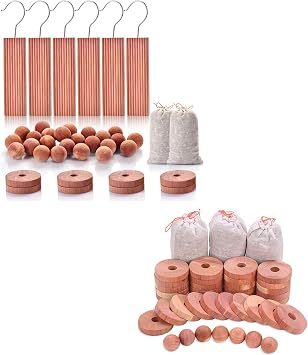 Homode Cedar Blocks for Clothes Storage, 100% Aromatic Red Ceder Wood, Cedar Balls and Cedar Rings for Closets and Drawers