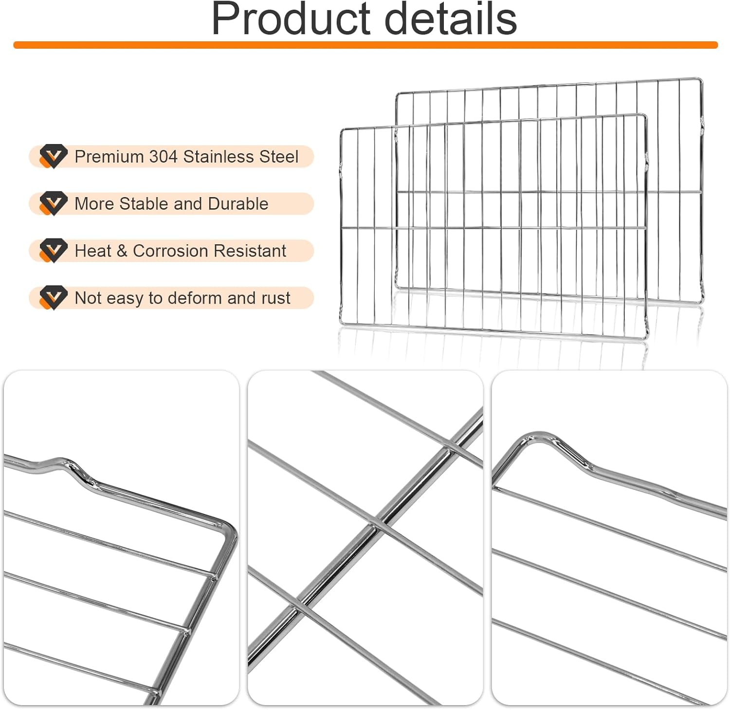 Oven parts and accessories W10256908 Fits for Whirlpool Range Oven Rack AP6017994 PS11751295 W10138079 W10179196 replacement 304 Stainless Steel Oven Wire Rack (24"x 15.7")