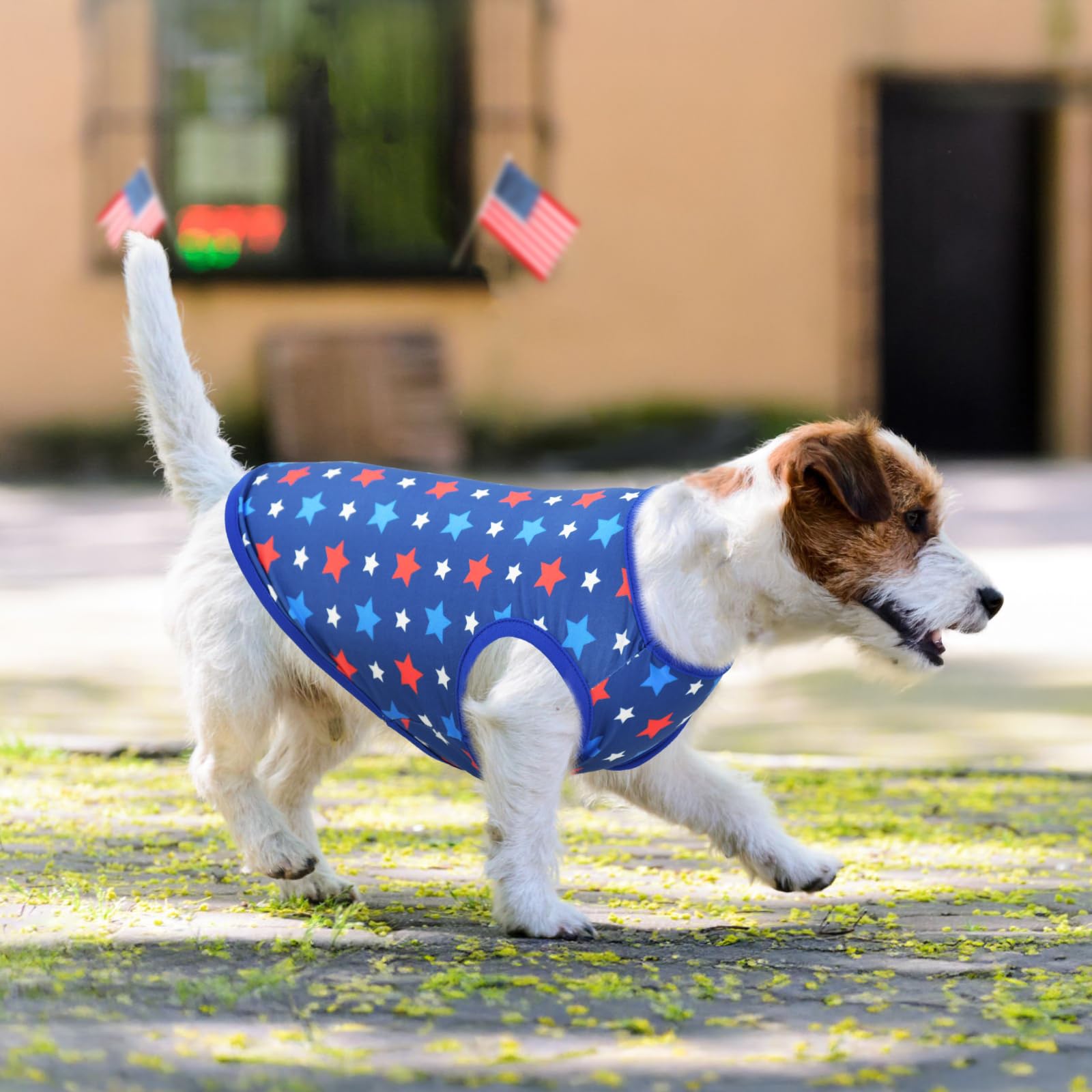 Vehomy 4. Juli Hundeshirts – USA-Flagge Design, ärmellos, 4er Pack Für Kleine/mittelgroße Hunde (Gr. XL)