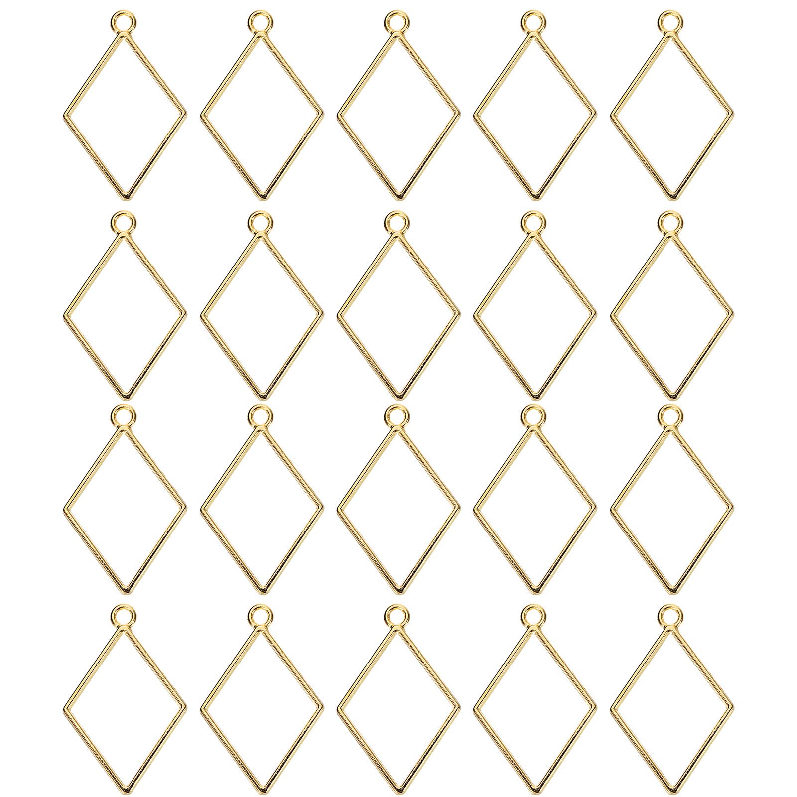 uxcell 60Pcs Alloy Open Bezel Pendants, Diamond Shape Hollow Frame Pendant Geometric Open Back Frame Pendant for Resin Jewelry Making Earrings