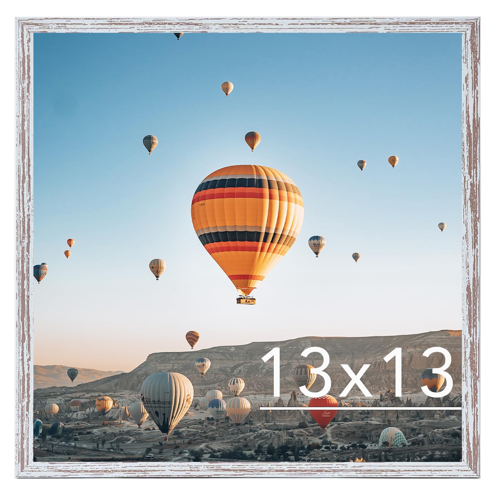 JCJMY 13x13 Picture Frame Rustic White for Wall Hanging, Wall Mounting Horizontally or Vertically, 13 x 13 Square Wall Gallery Poster Photo Frame with Shatter Resistant Plexiglass, Rustic White