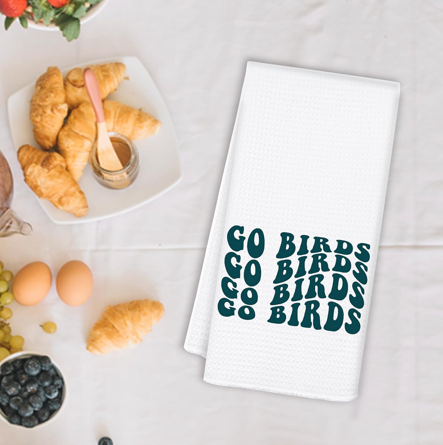 Trendy Groovy Go Birds Football Kitchen Towels, Football Lover Player Gifts Ideas Hand Towels for Bathroom Decor, Football Fans Gifts Dish Tea Towels for Kitchen Decor, 16x24 Inch - Image 2