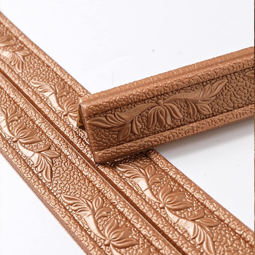 Hoomall Wallpaper Borders 3D Embossed Pattern Wall Trim Line Skirting Border Self Adhesive Wall Decal Removable Wall Room Tiles Sticker for TV Background Door Frame(Pearlescent Copper,230x8cm)