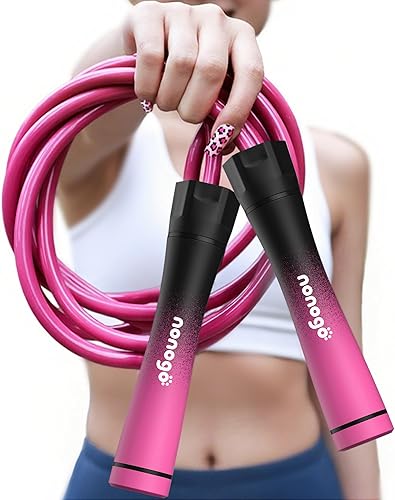 nonogo Cuerda de saltar con peso de 1 libra para mujer, cuerda de saltar ajustable de PVC pesado de 0.394 pulgadas para fitness, ideal para