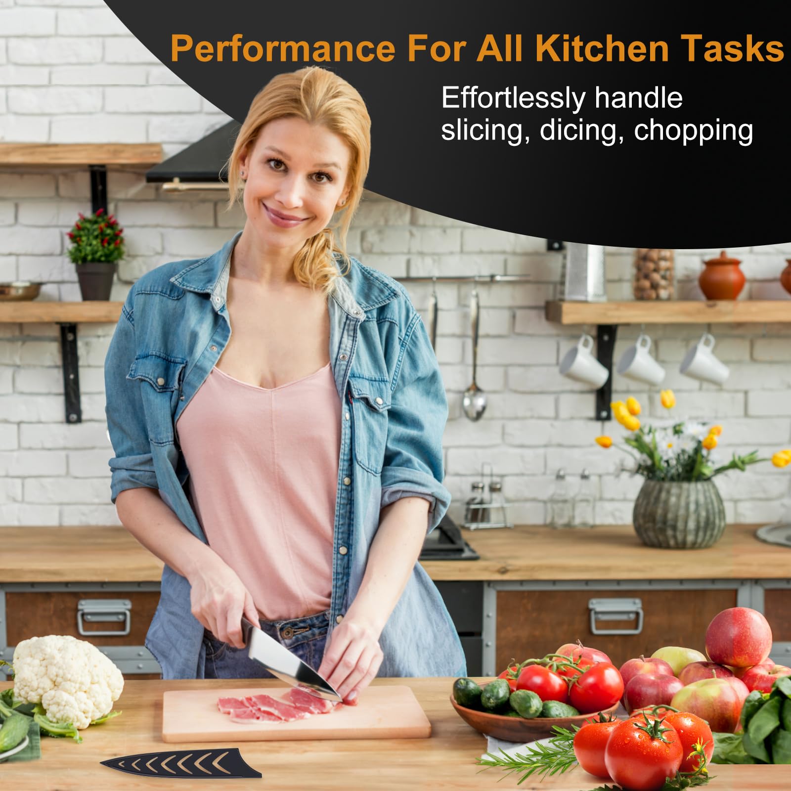 2 Pack Kitchen Knives Set, 8" Chef Knife & 6" Boning Knife, High Carbon Stainless Steel Blade with Wooden Handle, Professional Japanese Sharp Knives for Meat Cutting, Carving, Fish Fillet — Amazon image 6