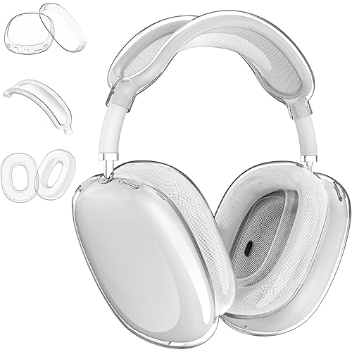 for AirPods Max Case Clear,3 in 1 Clear Soft TPU Ear Cups Case Cover/Ear Pad Case Cover/Headband Cover for Airpods Max Case Cover,Case for AirPod Max Headphone Accessories-Crystal