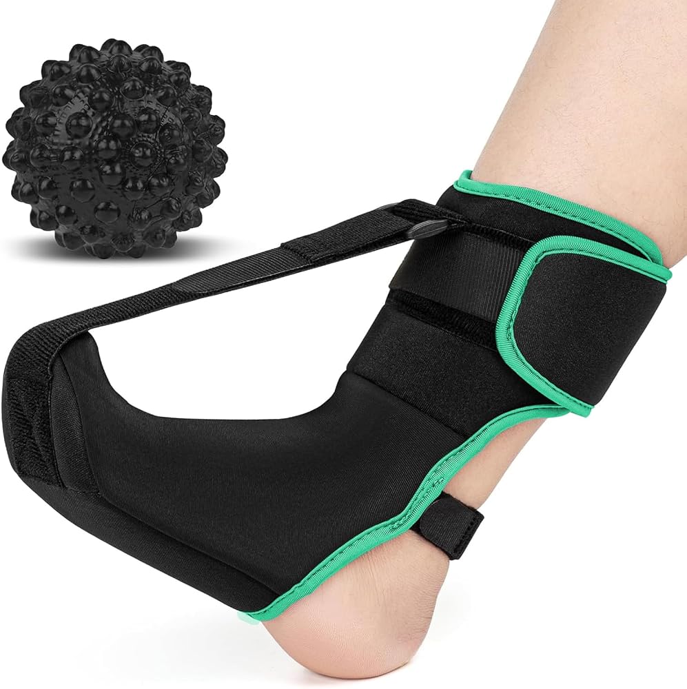 Upgraded Plantar Fasciitis Night Splint Sock with Massage Ball for Plantar Fasciitis Relief, Soft & Comfortable Foot Brace for Achilles Tendonitis Heal Spur Foot-drop Flat-arch for Women and Men, Medium-Green — 사진 1