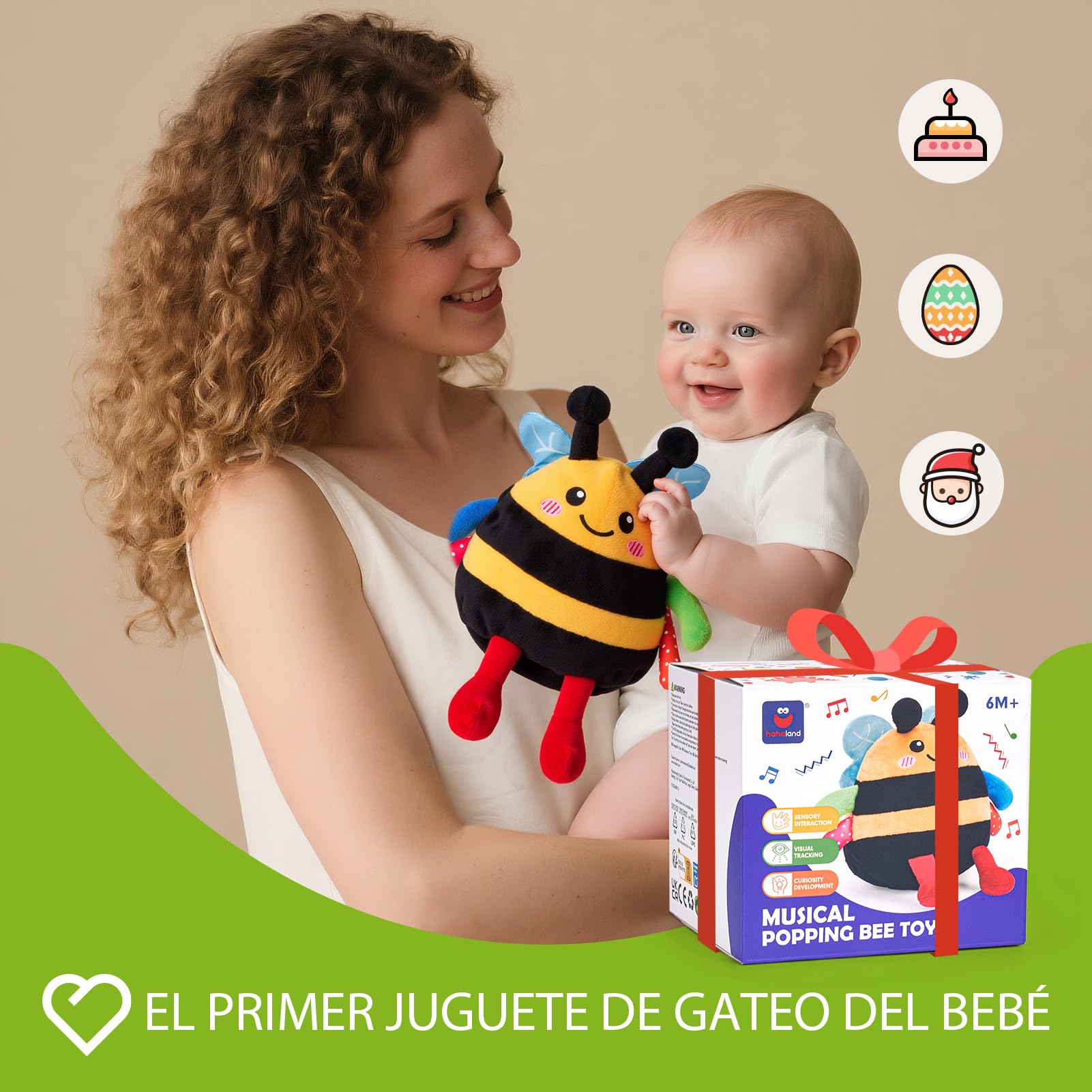 hahaland Juguetes Bebes 6-12 Meses - 4 en 1 Abeja Bailarín con Música & Grabación, Peluche Interactivo Juguetes Niños 1 año - Tummy Time Regalos Bebe 6 9 12 Meses