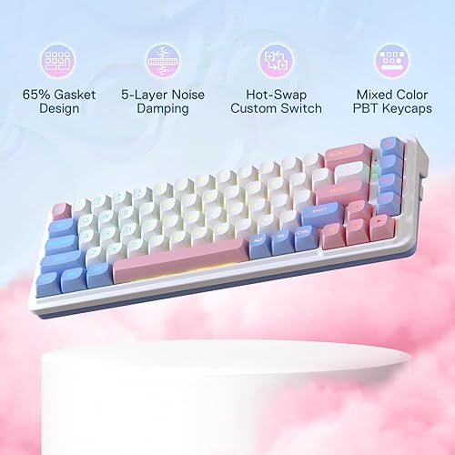 Miniatura 2 de Redragon K709 PRO Teclado Gaming RGB Inalámbrico con Gasket 65%, 68 Teclas Mecánico Compacto Hot-Swap con Socket Free-Mod, Amortiguación de Ruido de