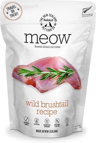 Miniatura 1 de Meow Alimento liofilizado para gatos, receta de cola de cepillo salvaje, golosinas para gatos con alto contenido de proteínas, comidas y coberturas,