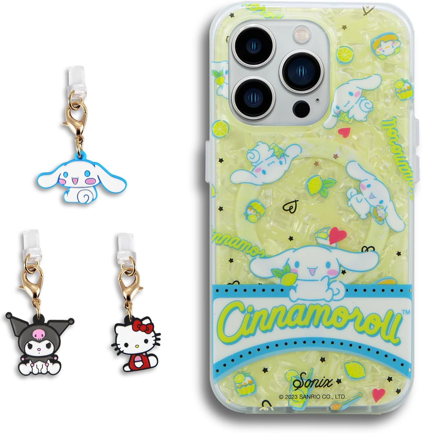 Sonix x Sanrio Case + Charging Port Charms (Hello Kitty, Cinnamoroll, Kuromi) for iPhone 14 Pro | Cinnamoroll Lemon & Sweets