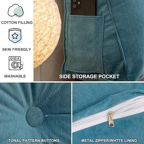 Miniatura 2 de Almohada grande de cuña de lectura, cojín de terciopelo para cabecero, respaldo triangular, color sólido, para cama de día, litera, dormitorio con