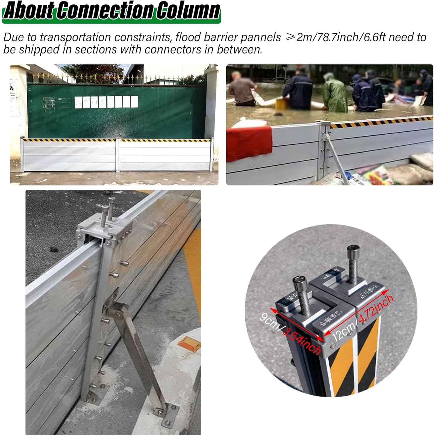 Garage Flood Control Barrier Heavy Duty Aluminum Threshold Kit for Basement Warehouse Outdoor Driveway Dams, L 150cm