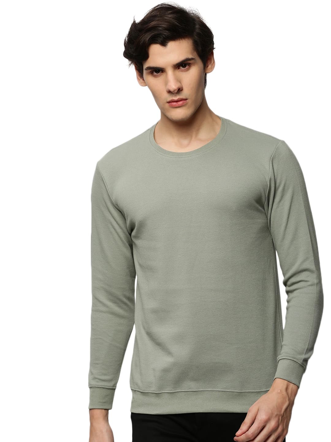 showoffff Men Self Design Pullover Sweatshirt | Round Neck Full Sleeves Cotton Sweatshirt's for Mens | Slim Fit Regular Length Sweatshirts for Men's-picture-22
