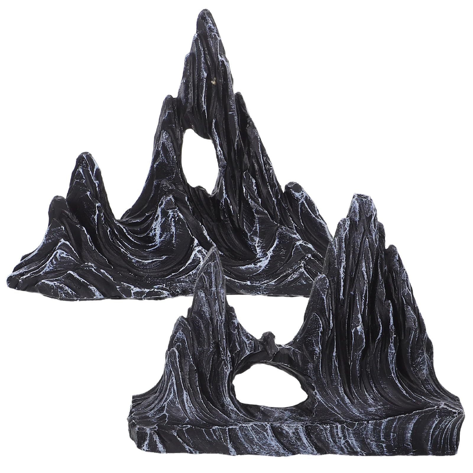 Cabilock 2pezzi Montagna in Resina Figurina Roccia Acquario Decorazione Subacquea Collina Ornamento Pietra Artificiale per Fai da Te Forniture Acquario Paesaggistico Rifugio per Pesci d