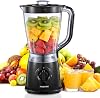Stand Mixer 500 W 1.5 L Mixer with 2 Speed Levels and Pulse Function Stainless Steel Knife Removable Lid with Measuring Cup Dishwasher-safe Mixing Cup for Smoothies and Shakes