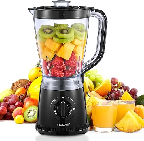 Reemix Blender, 50oz Countertop Blender - 2 Adjustable Speeds +