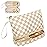 Ethereal Small Makeup Bag, khaki Checkered 2 Layers Travel Cosmetic Bag with Makeup Brush Holder, Portable Makeup Pouch for Women/Girls