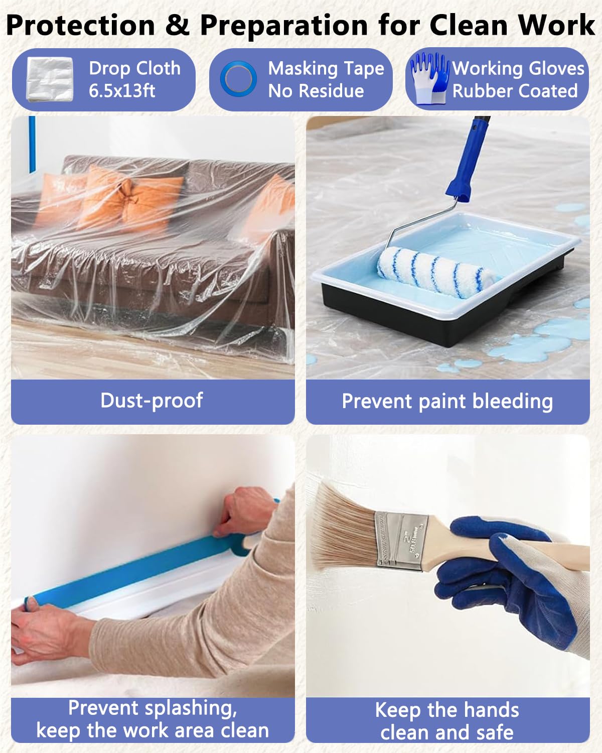 Set di 31 rulli da pittura con asta di estensione da 0,6 a 1,2 m, rulli da 22,9 cm e 10,2 cm e vassoi da 22,9 cm, per pareti e soffitti, kit professionale per pittura domestica con pennelli
