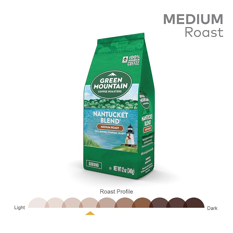 Green Mountain Coffee Roasters, Nantucket Blend, Fair Trade Certified, Ground Coffee, Medium Roast, Bagged 12oz. Nantucket Blend 12 Ounce (Pack of 1)