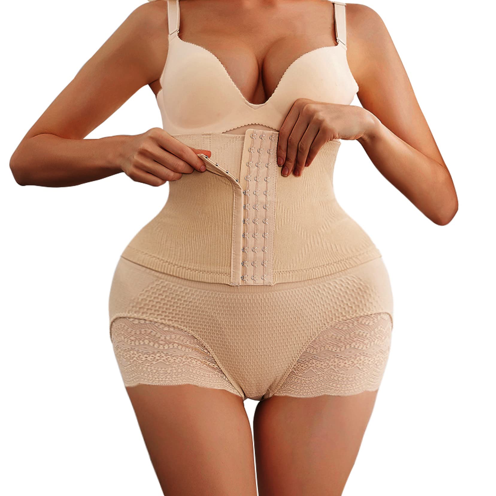 LYGBAOFUL damskie majtki wyszczuplają brzuch body z wysokim stanem spodnie treningowe bezszwowa bielizna modelująca po porodzie 3 rzędy szydełka