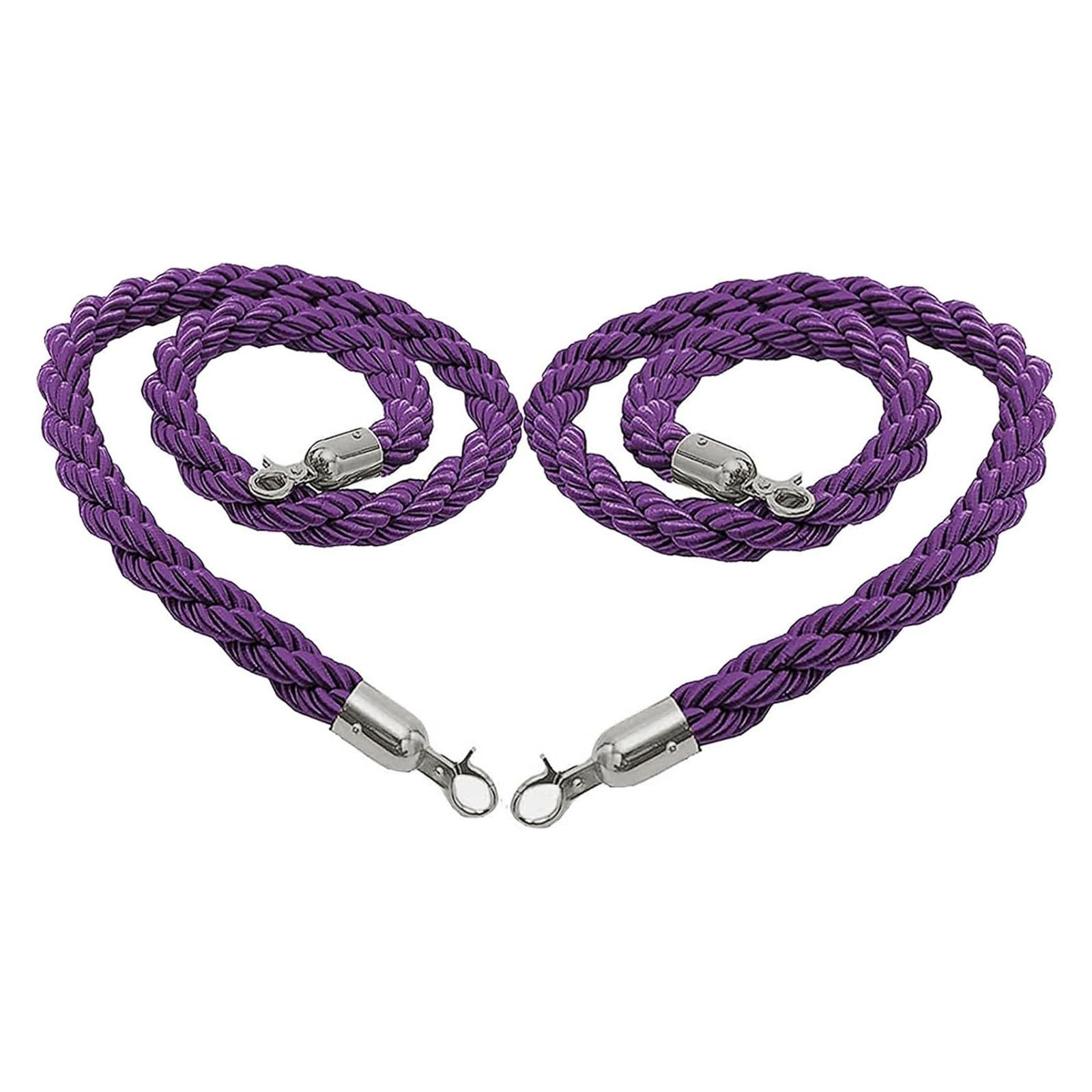 Ghkryd Purple Silver Hooks Barrier Rope, Twisted, Braided Hemp Rope Barrier ﻿(,1.2M/4Ft)