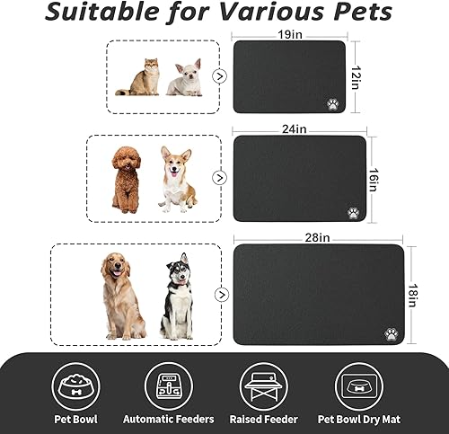 Miniatura 4 de HotLive Tapete de alimentación para mascotas, tapete absorbente de comida para perros, tapete para tazón de gato sin manchas para alimentos y agua,