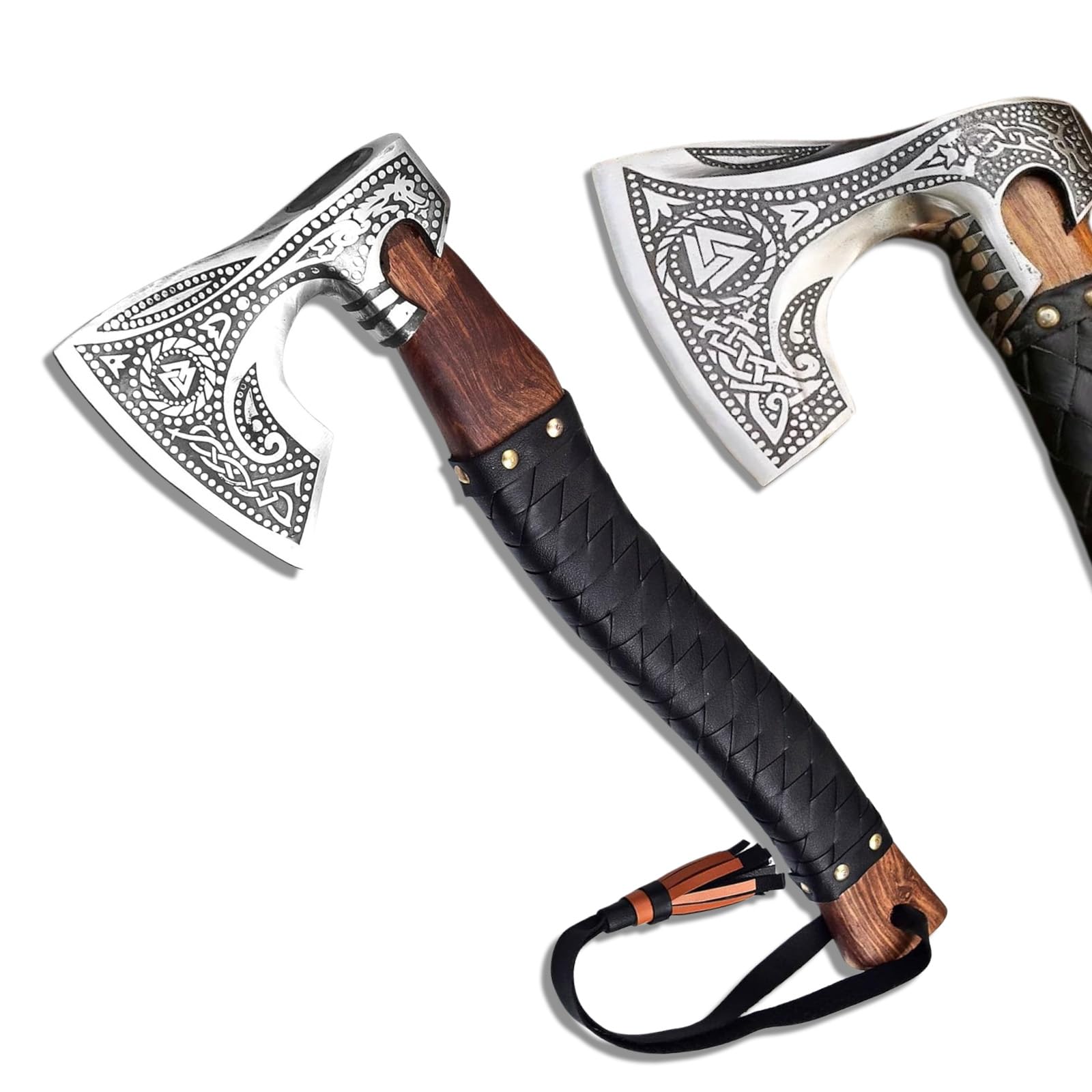 Hand Forged Viking Axe Hatchet Carbon Steel Bearded for Camping, Hunting, 20