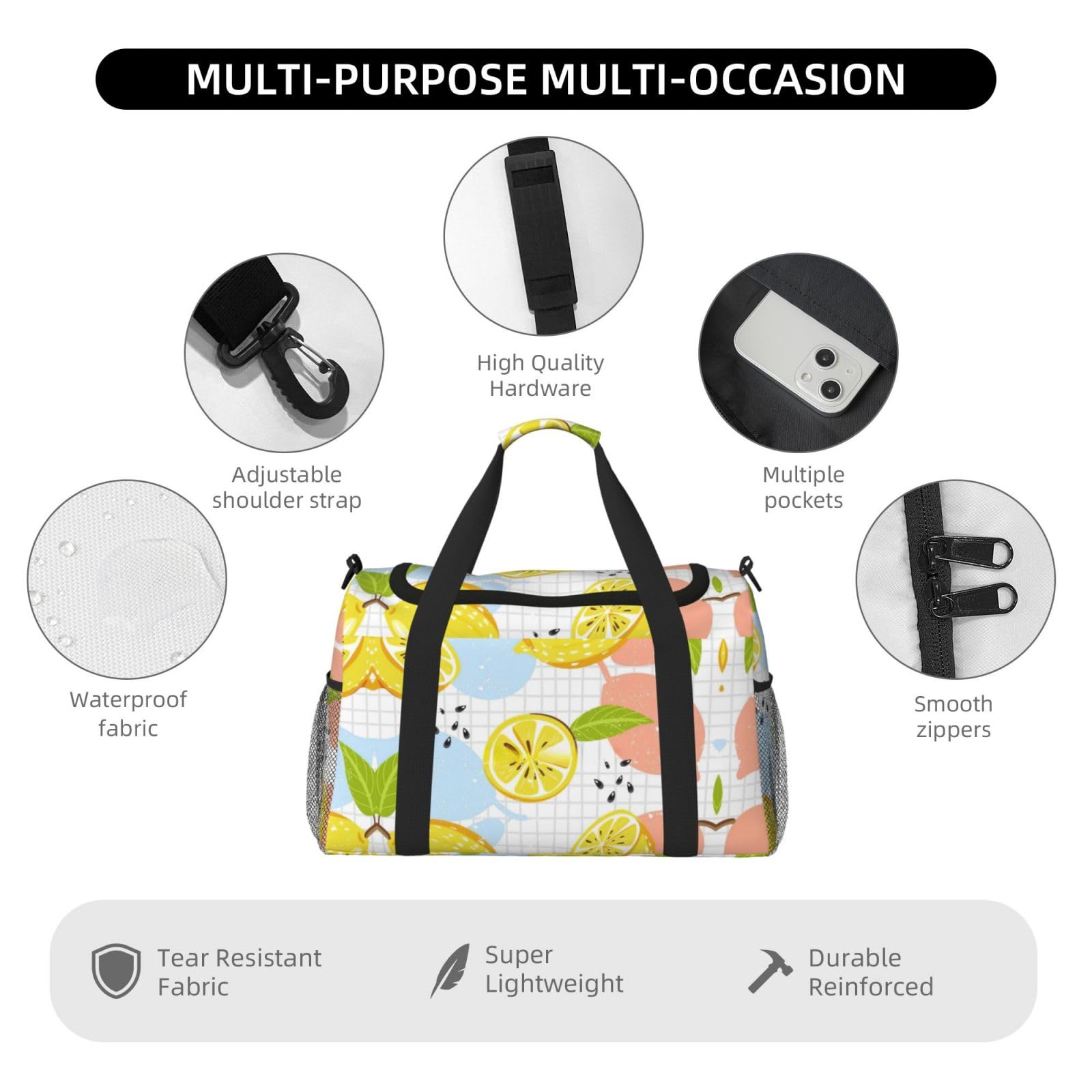 Owoce cytryna torba na ramię kobiety mężczyźni podróżna torba crossbody torebka torba na ramię torebki robocze codzienna torba hobo