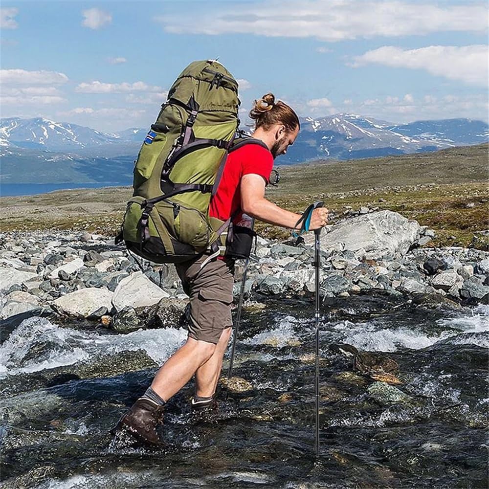 2 szt. Ultralekkie kijki trekkingowe Laski turystyczne Składane aluminiowe kijki trekkingowe Laski(Long handle Red)
