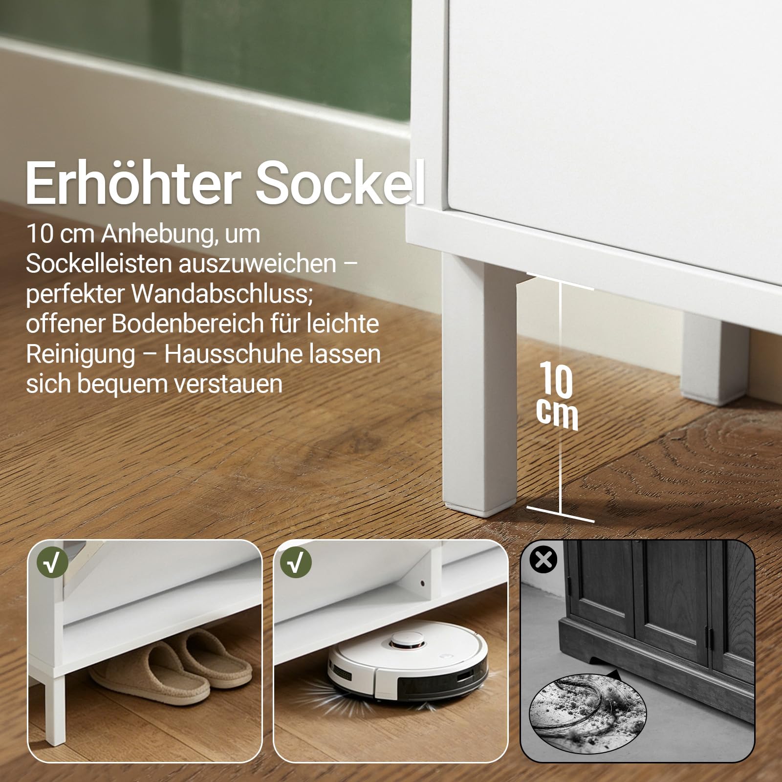 SoBuy Schuhschrank Schmal mit 4 Klappen – Platzsparender Schuhkipper für Kleine Wohnungen, Enge Flure & Durchgänge, Flurschrank für Familien mit Kindern & Designliebhaber, Weiß, 100x91x19 cm, FSR100-W