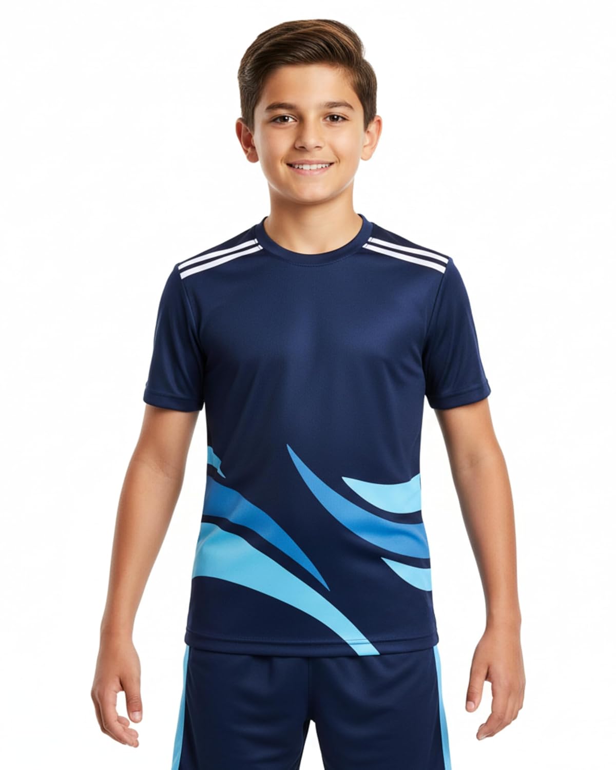 Kids Quick Dry Sports Jersey Navy Blue Boys T-Shirt | Moisture-Wicking Athletic Wear | Age 5-14 Years