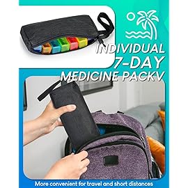 FRIWOLE Monthly Pill Organizer 2 Times a Day, with Weekly Pill Bag, Portable Hard Shell, Pill Cutter, Plastic Opening Pick, Monthly & Weekly Stickers, Convenient Medication Management and Tracking