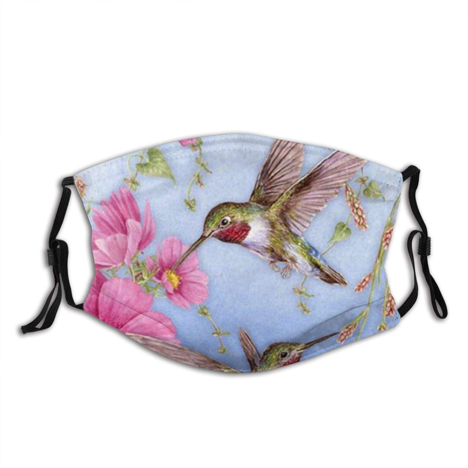 Humming Birds with Pink Cloth Face Mask with Filter Pocket and Nose Wire for Men Women
