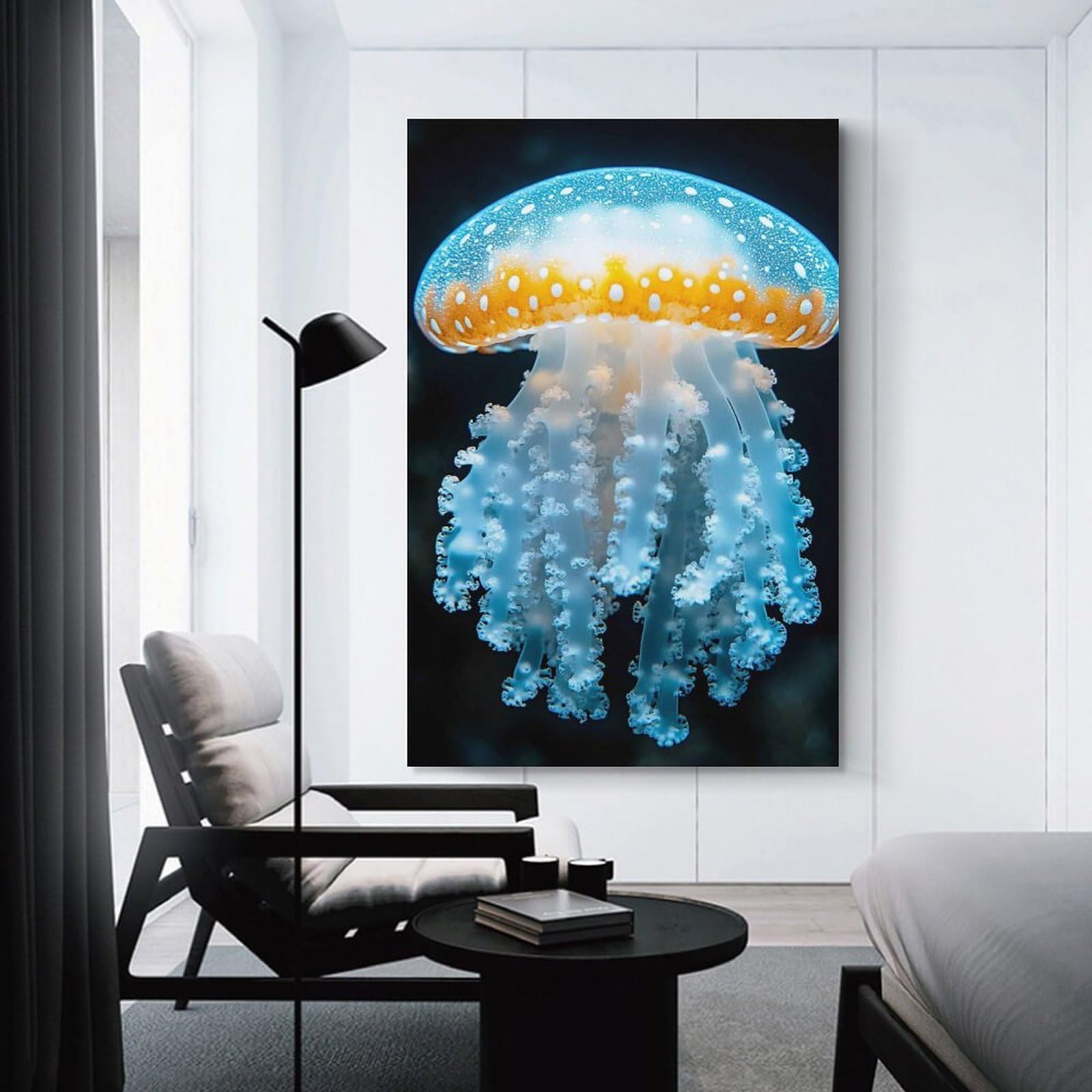 Junmoney Spotted Jellyfish Underwater Wall Decor Canvas Print, 24x36inch(60x90cm), for Living Room, Lounge Or Sitting Room, Easy Decor for Gallery Walls