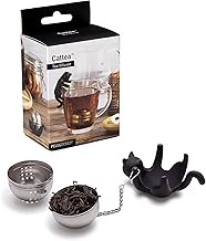 Cattea 2-in-1 Tea Infuser/Silicone Saucer | Cat-Inspired Tea Steeper to Brew Fresh Tea | Food-Grade Metal Tea Infuser | Cool Kitchen Gadgets | Tea Infusers for Loose Tea | by Peleg Design