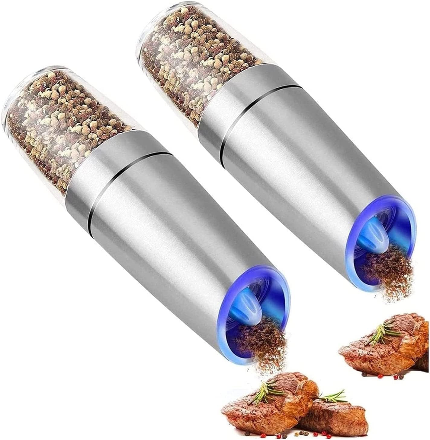 Amazon.com: Gravity Electric Salt and Pepper Grinder Set of 2 with Blue ...
