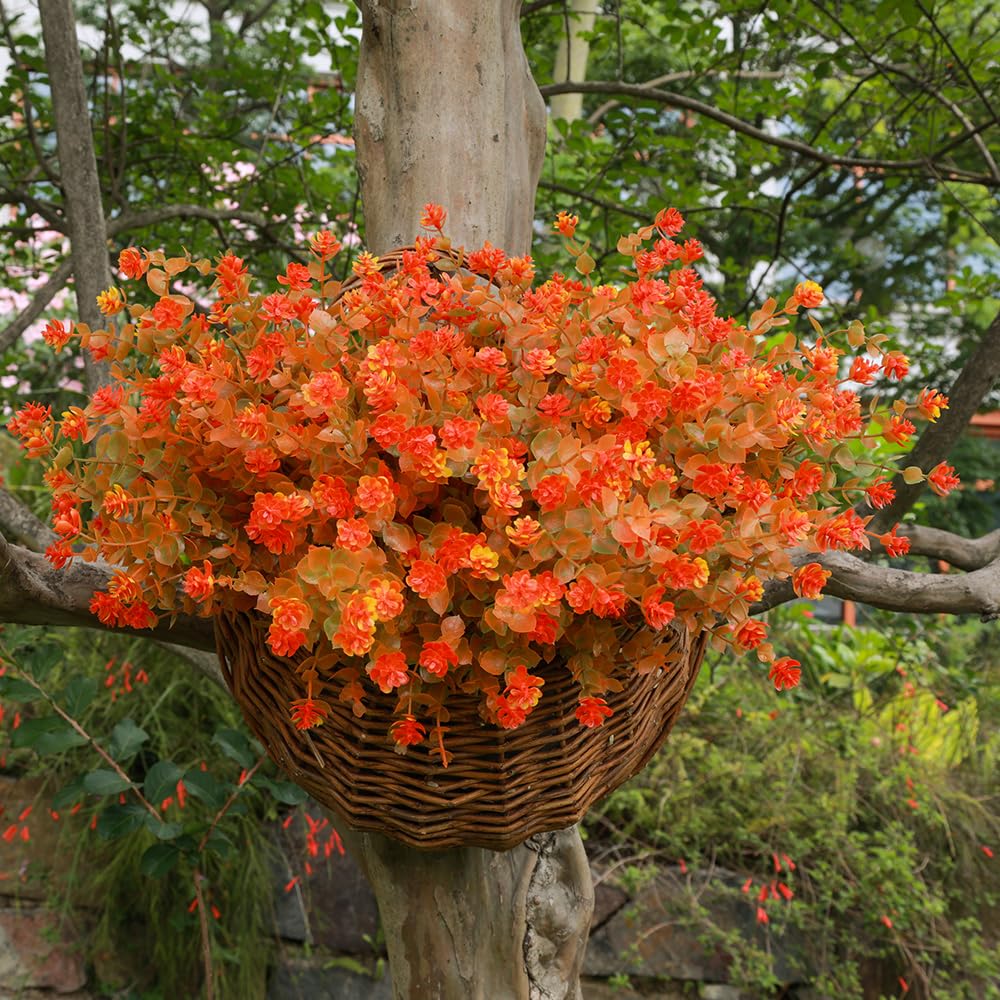 10 Bundles Artificial Flowers ,Artificial Plants Outdoor,UV Resistant, Suitable for Fake Flowers, Shrubs and Plants, Home Garden Porch Decoration Holiday Decoration Fall Flowers Faux Autumn Plants