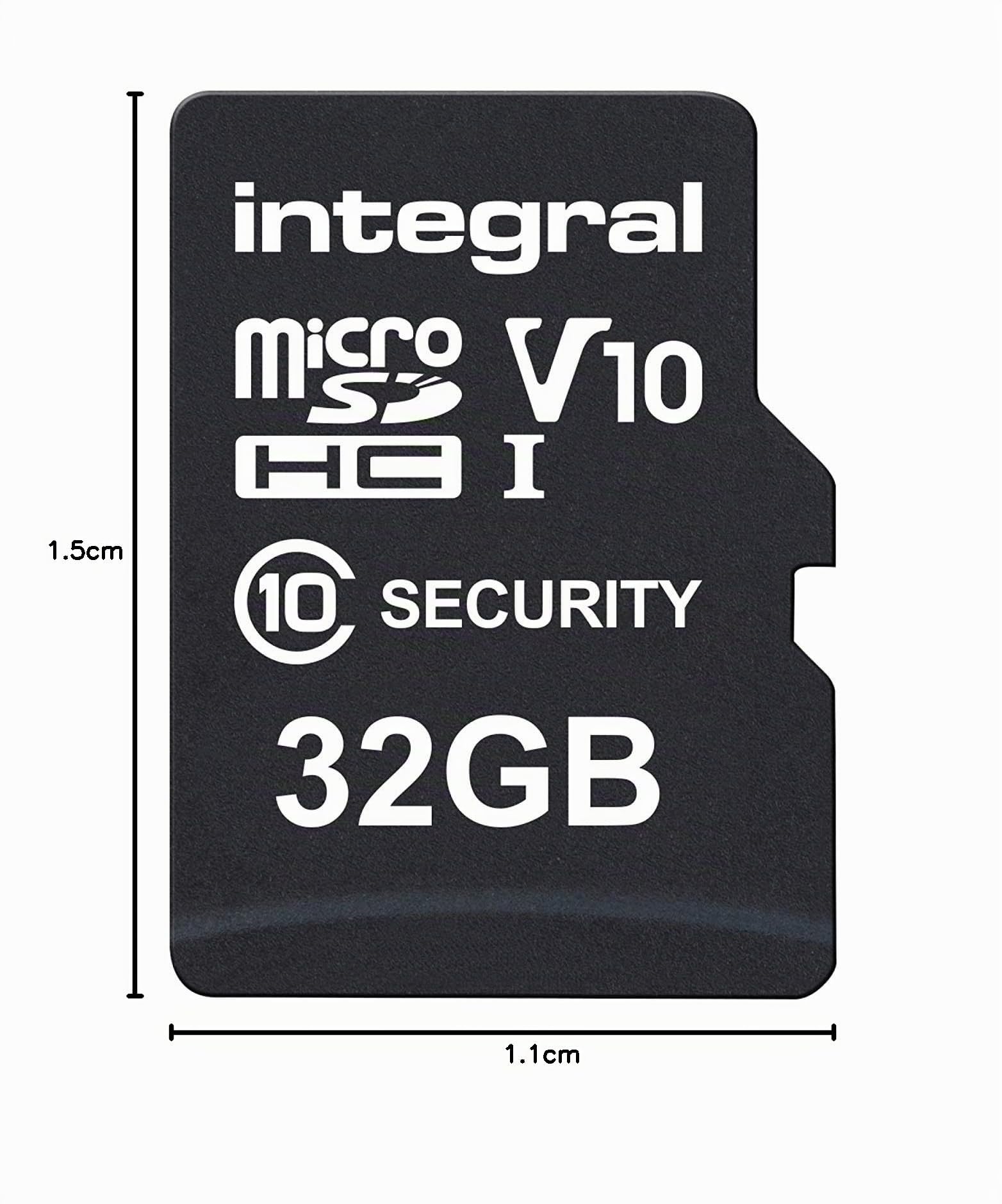 Integral Micro SD Sicherheitskarte, 32 GB, für Dashcams, Heimkameras, CCTV, Body Cams und Drohnen Verlängerte Lebensdauer und zuverlässige Aufnahmezeit für Zeit mit hoher Ausdauer