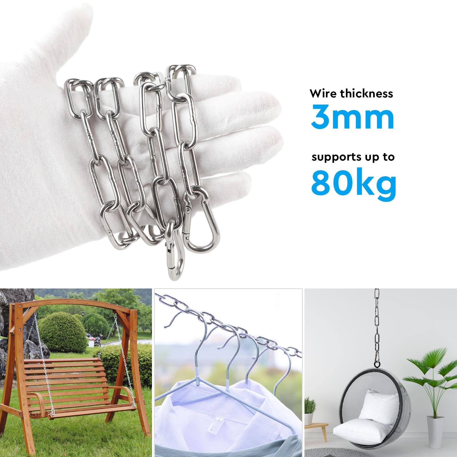 304 Stainless Steel Chain Stainless Steel Small Chain Link – 16.4 Ft Light Duty Utility Chain For Hanging, Camping, Pets & DIY Unicorn Stainless Steel Chain - View #8