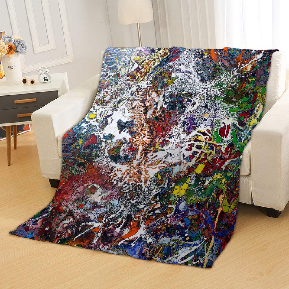 Couverture Sherpa épaisse 150x200 cm en peluche douce à motif graffiti unique