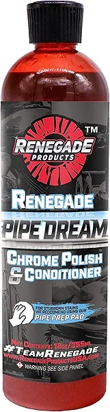 Rebel Pipe Dream 12 oz Chrome Polish Conditioner and Cleaner for Chrome Pipes, Stacks, Exhaust and Everything in Between