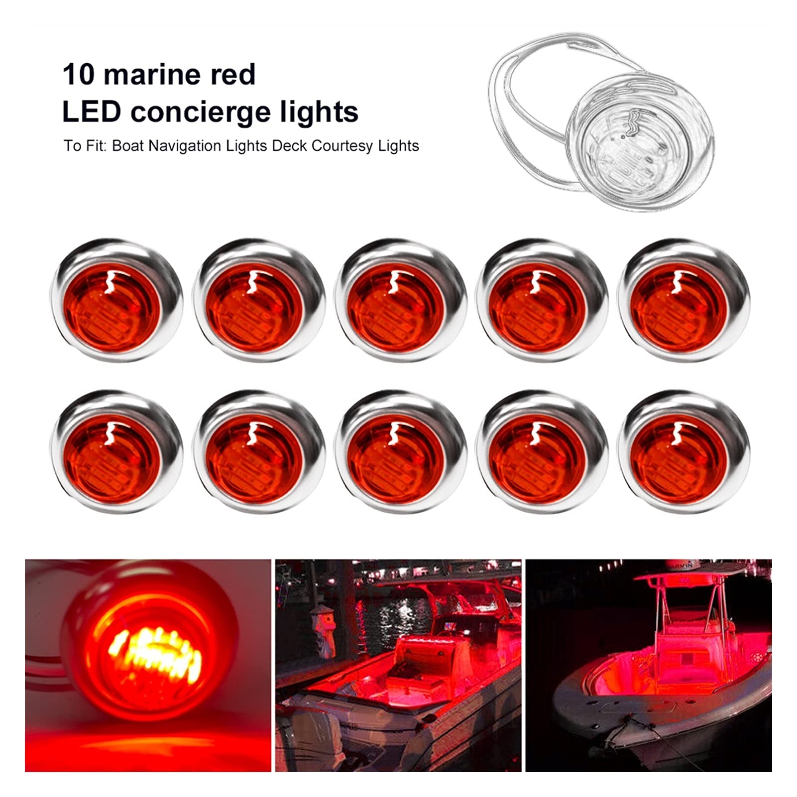 Luci di Navigazione 1.2V-DC 1 0pcs.GUIDATO Lampada da Barca Marina Impermeabile 3 GUIDATO Deck Luce di Cortesia 3/4"di Navigazione Rotondo Blu Barca Illuminazione Interni