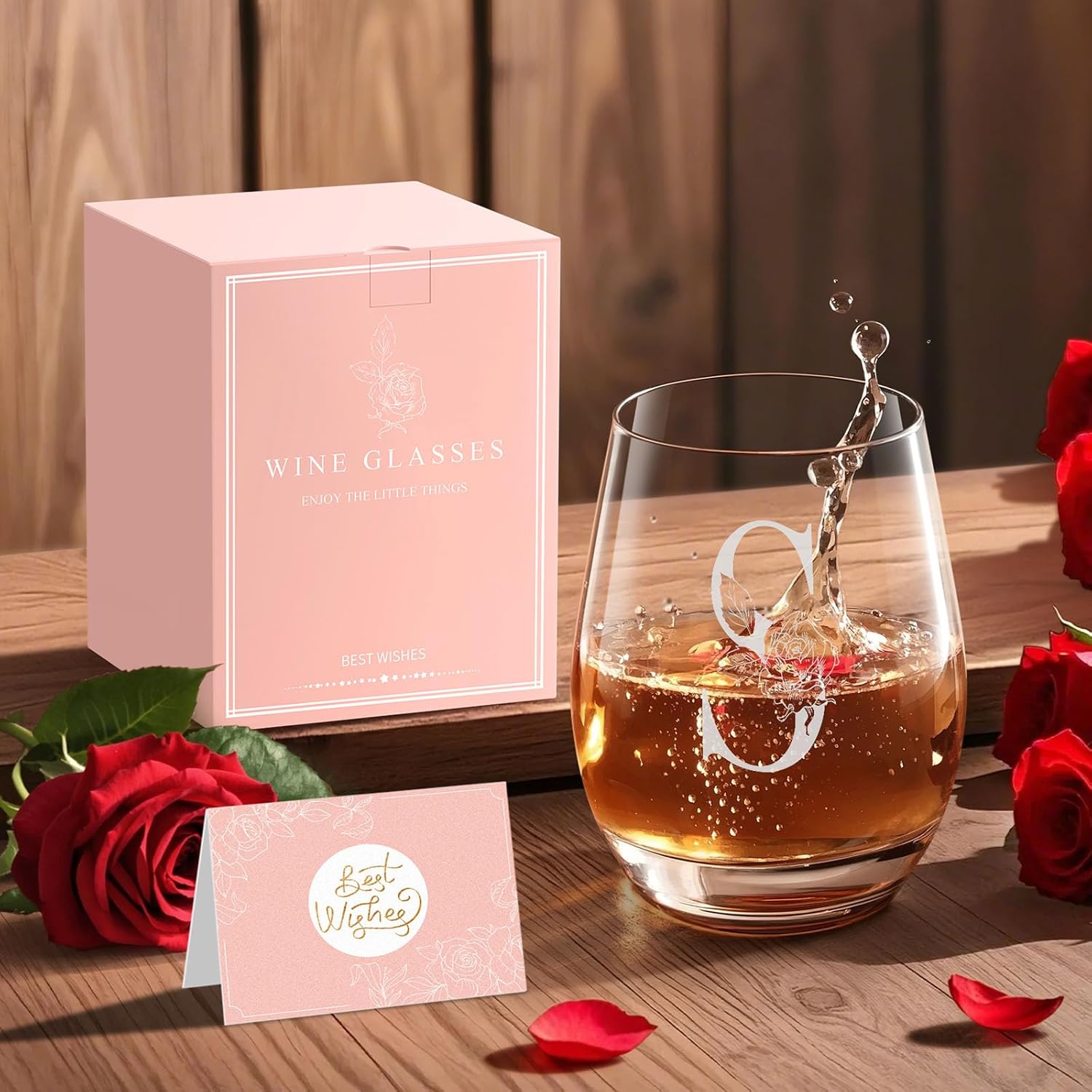 Valentines Day Gifts for Her, Gifts for Women Her Friend Mom Grandma Wife Sister Bridesmaid Nurse, Birthday Galentines Mothers Day Christmas, Personalized Initial Customized Wine Glasses 18OZ(S) - Image 7