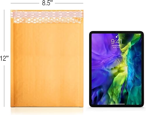 Miniatura 10 de Metronic - Sobres acolchados de papel de estraza con tamaño completo, forro de burbujas de polietileno y autosellados